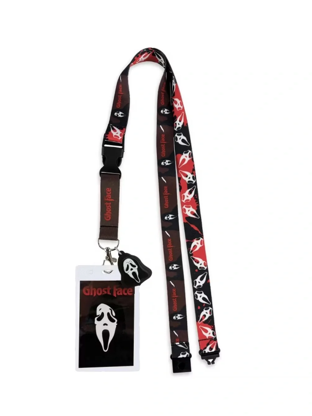 GhostFace Breakaway Lanyard With Rubber Charm And Clear ID Badge Holder